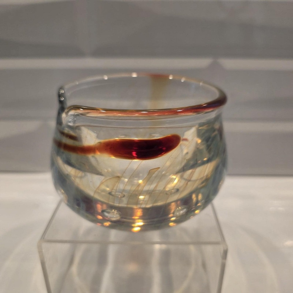 Dabanian Karnig Studio Art Glass Opalescent Controlled Bubble Vessel‎